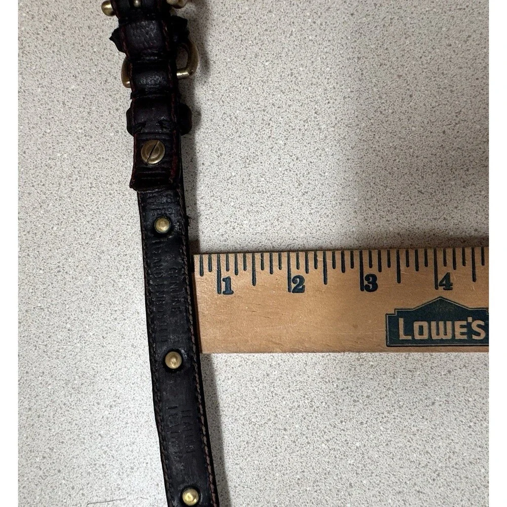 Genuine Hard Embossed Italian Leather VTG Dog Collar 18” with Crowns Accents